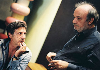 Claude Berri et Daniel auteuil sur le tournage du film 'L'un reste, l'autre part'