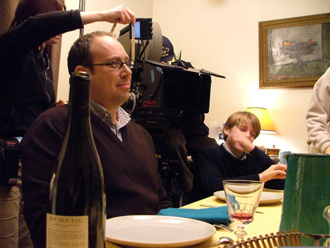 Olivier Gourmet et Victor Svaux sur le tournage du film Mon fils  moi ralis par Martial Fougeron en 2007