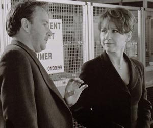 Nathalie Baye et Xavier Beauvois sur lr tournage du film Selon Matthieu